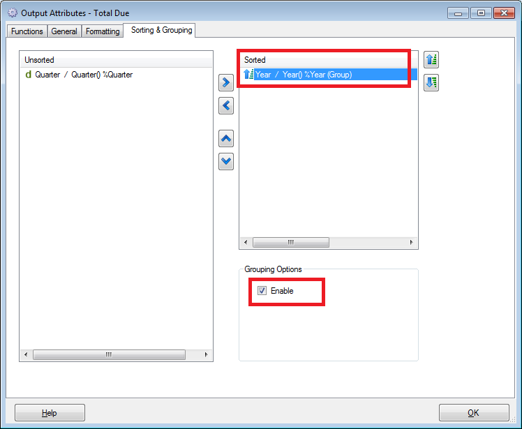 Specify the Sort Order and Create Sub Totals on Year Specify the Sort Order and Create Sub Totals on Year