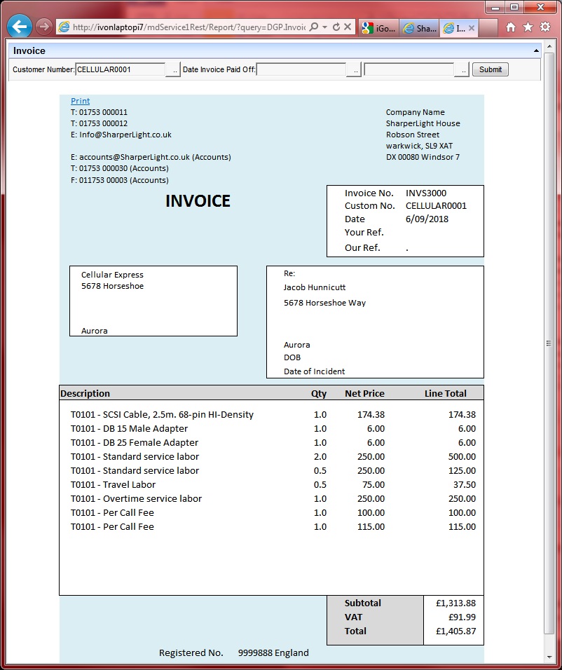 Design a HTML Invoice Form