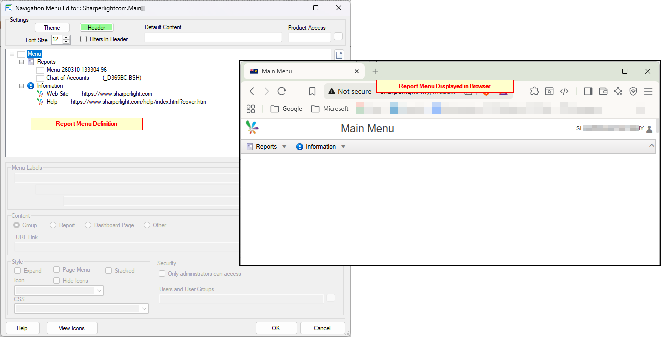 Branding & Styling – Menu for the Published Reports