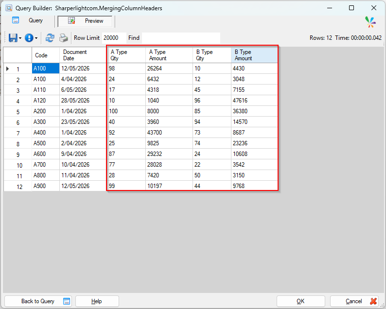 Merging Column Headers